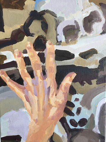 painting of hand and bones