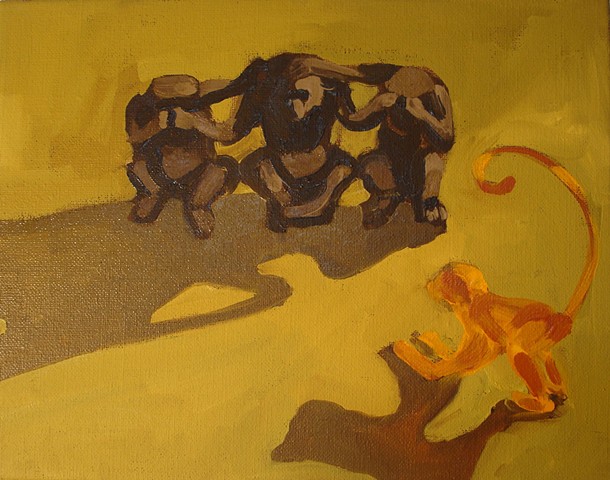Oil painting of monkeys
