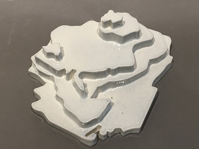 Stepped porcelain sculpture based on map