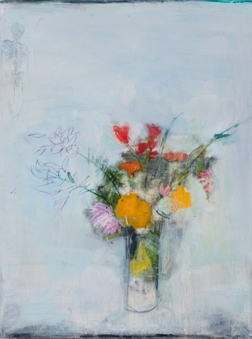 Flowers with blue background