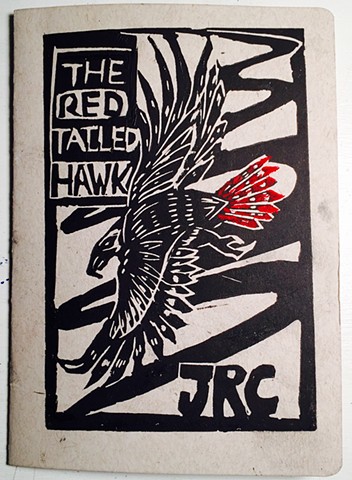 Red Tailed Hawk, Artist Book, Lino-block print