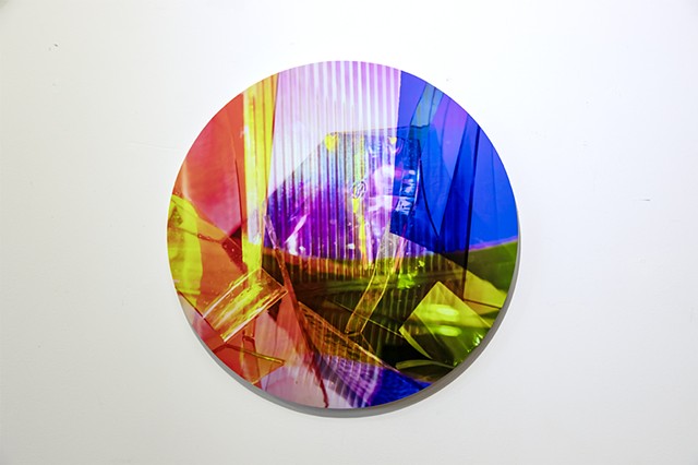 Natalie Hunter, Piecing Light Portals, Light falling remembering how to fall, transparent film, glass