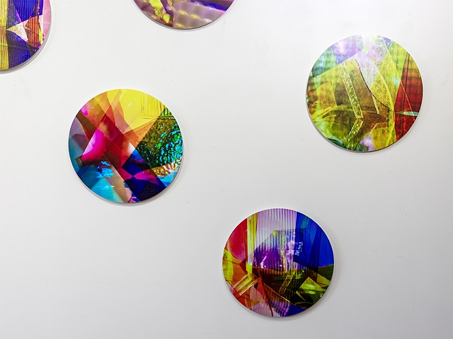 Natalie Hunter, Piecing Light Portals, Light falling remembering how to fall, transparent film, glass