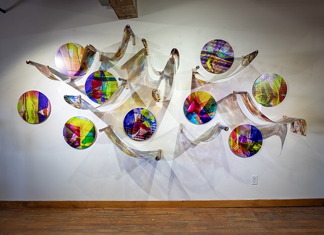 Natalie Hunter, Piecing Light Portals, Light falling remembering how to fall, transparent film, glass