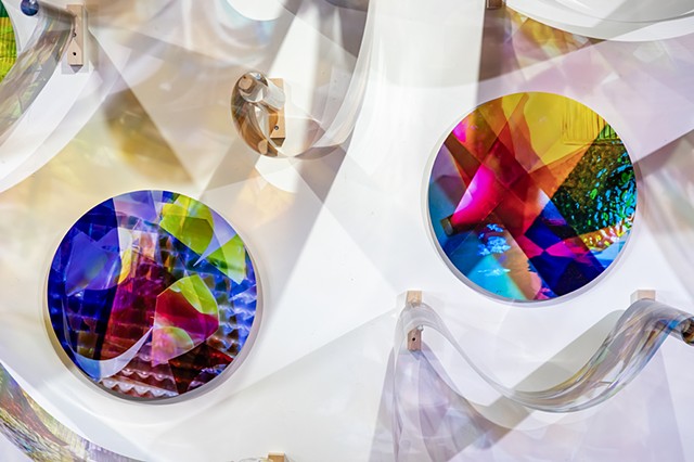 Natalie Hunter, Piecing Light Portals, Light falling remembering how to fall, transparent film, glass