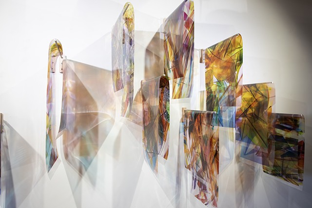 Light folding remembering how to fall, Natalie Hunter, Piecing Light, transparent film, light, time, 