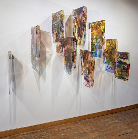 Light folding remembering how to fall, Natalie Hunter, Piecing Light, transparent film, light, time, 