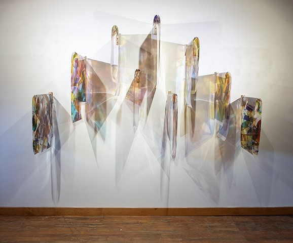 Light folding remembering how to fall, Natalie Hunter, Piecing Light, transparent film, light, time, 