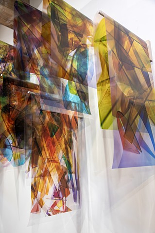 Light folding remembering how to fall, Natalie Hunter, Piecing Light, transparent film, light, time, 