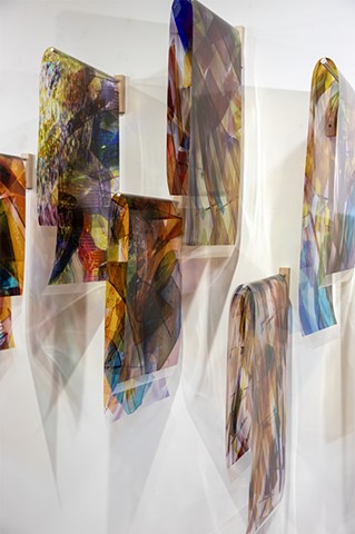 Light folding remembering how to fall, Natalie Hunter, Piecing Light, transparent film, light, time, 