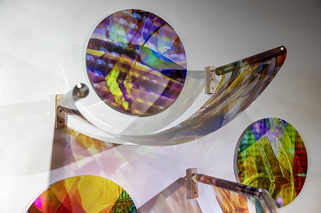 Natalie Hunter, Piecing Light Portals, Light falling remembering how to fall, transparent film, glass