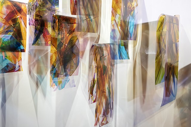 Light folding remembering how to fall, Natalie Hunter, Piecing Light, transparent film, light, time, 