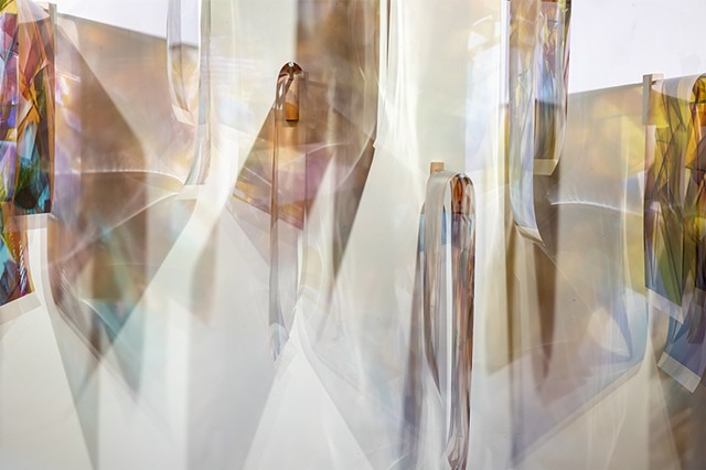 Light folding remembering how to fall, Natalie Hunter, Piecing Light, transparent film, light, time, 