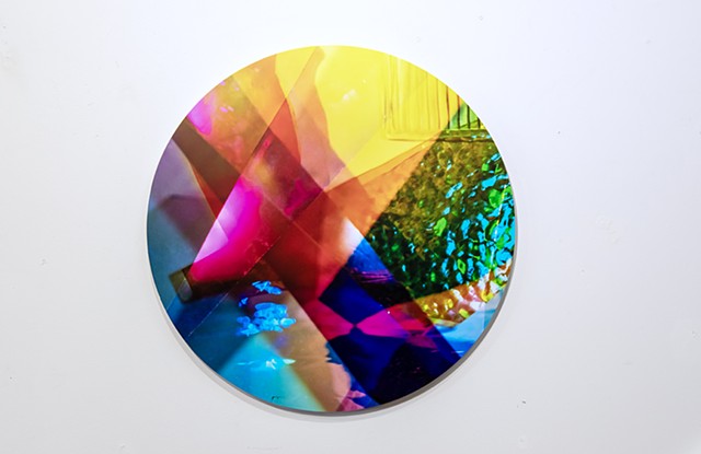 Natalie Hunter, Piecing Light Portals, Light falling remembering how to fall, transparent film, glass