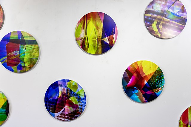 Natalie Hunter, Piecing Light Portals, Light falling remembering how to fall, transparent film, glass