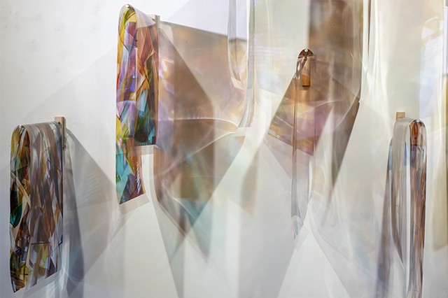 Light folding remembering how to fall, Natalie Hunter, Piecing Light, transparent film, light, time, 