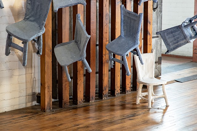 Susan Barton-Tait One and Seventeen Chairs, Inside Out 2026 Hand cast paper from cotton fibre. Installation dimensions variable.