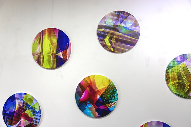 Natalie Hunter, Piecing Light Portals, Light falling remembering how to fall, transparent film, glass