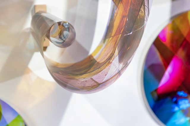 Natalie Hunter, Piecing Light Portals, Light falling remembering how to fall, transparent film, glass