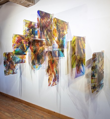 Light folding remembering how to fall, Natalie Hunter, Piecing Light, transparent film, light, time, 