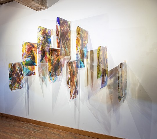 Light folding remembering how to fall, Natalie Hunter, Piecing Light, transparent film, light, time, 