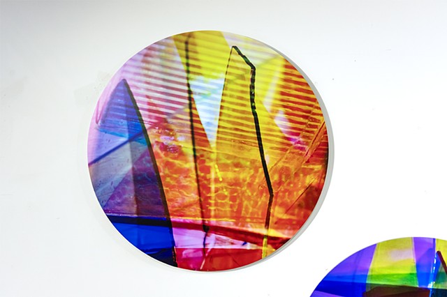 Natalie Hunter, Piecing Light Portals, Light falling remembering how to fall, transparent film, glass