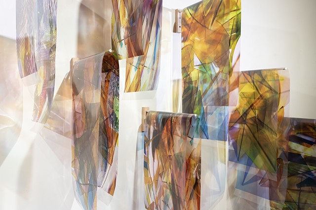 Light folding remembering how to fall, Natalie Hunter, Piecing Light, transparent film, light, time, 
