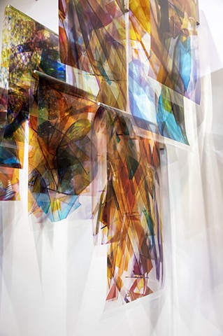 Light folding remembering how to fall, Natalie Hunter, Piecing Light, transparent film, light, time, 