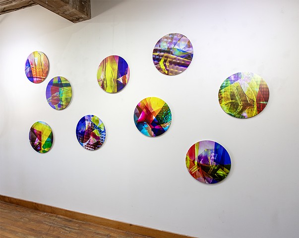 Natalie Hunter, Piecing Light Portals, Light falling remembering how to fall, transparent film, glass