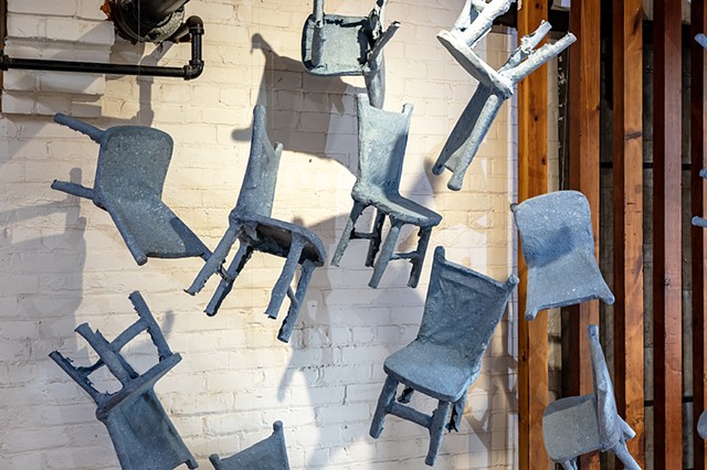 Susan Barton-Tait One and Seventeen Chairs, Inside Out 2026 Hand cast paper from cotton fibre. Installation dimensions variable.