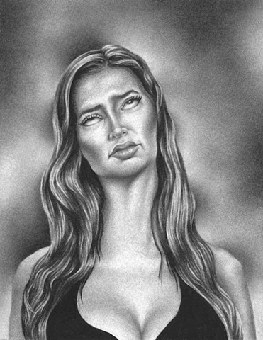 Anfisa, 2023, charcoal on paper, 8.5 x 11 in