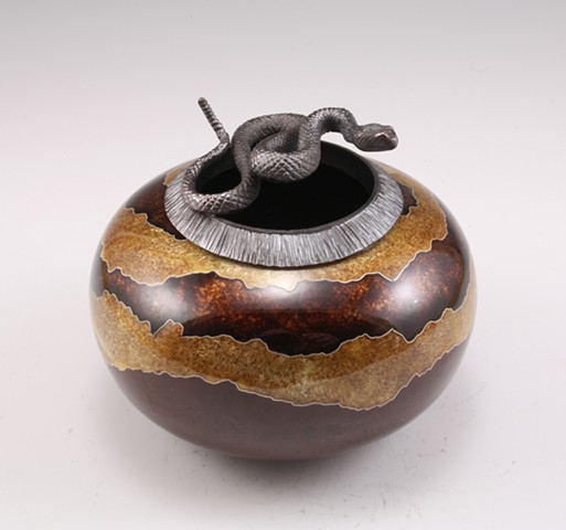 Rattlesnake Vessel #2 with bronze patina lid