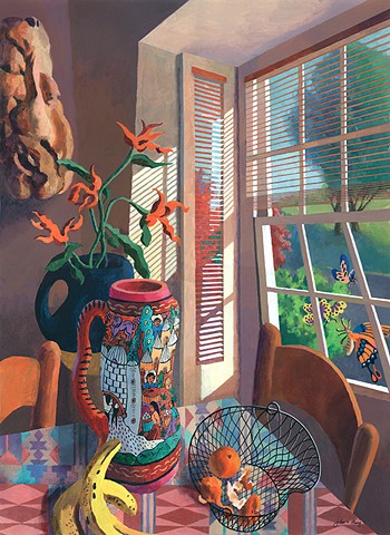 Decorative surrealist acrylic painting by John Z. Wang