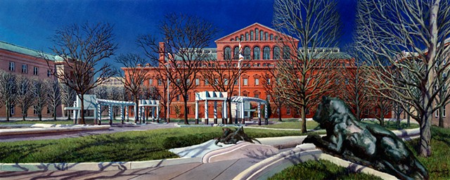 Washington DC cityscape & landmark buildings acrylic painting by John Z. Wang jwthearchistudio.com