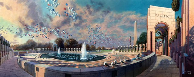 Washington DC cityscape & landmark buildings acrylic painting by John Z. Wang jwthearchistudio.com