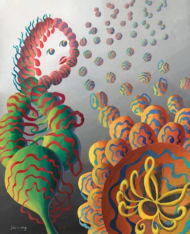 Decorative surrealist acrylic painting by John Z. Wang