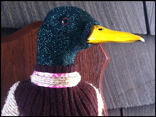 photograph of Sweaty Duck Mallard Faux Taxidermy Argyle Sweater