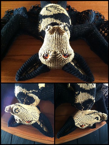 sweaty Bat Flying Fox Faux Taxidermy Sweater Gold Claws Lace Doily 