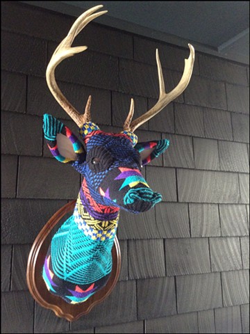sweater faux deer stag antler taxidermy 80's geometric graphic star lisa frank sweaty