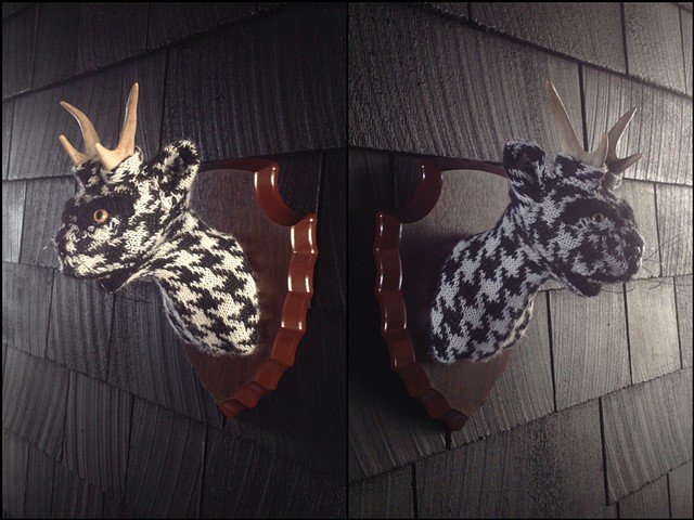sweaty Catalope Sweater Taxidermy antlers kitty 80's houndstooth