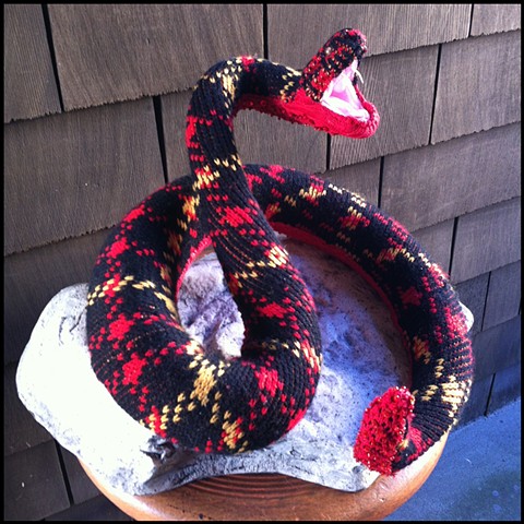 Photograph of Sweaty Viper Snake Faux Taxidermy Vintage Sweater Fangs