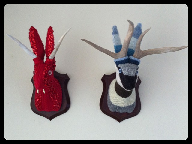 Photograph of Sweaty Jackalopes Faux Taxidermy (Sequin & Striped Sweater)