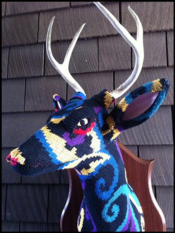 Photograph of Sweaty Deer Faux Taxidermy 80s paisley sweater