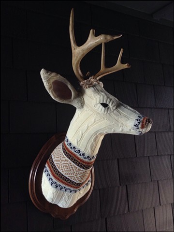 Sweater faux stag taxidermy cable knit classic