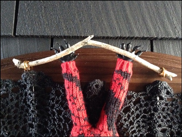 sweaty sweater faux taxidermy bat doily lace flying fox 80's ugly cosby sweater mod