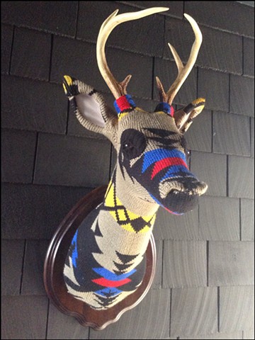 sweater faux deer stag antler taxidermy 80's tribal preppy