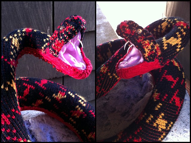 photograph of Sweaty Viper Snake Faux Taxidermy Vintage Sweater Fangs