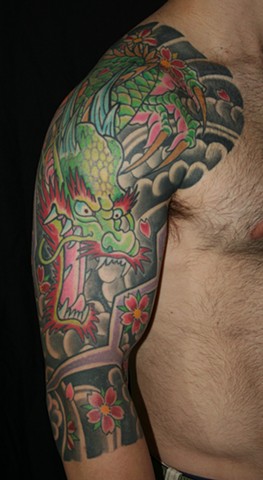 dragon irezumi tattooagogo new orleans horimono cherryblossoms sakura 