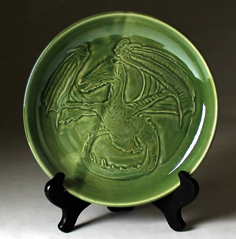 Hand Carved Dragon Plate