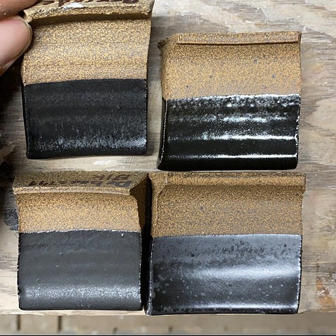 Test tiles used for testing new glazes